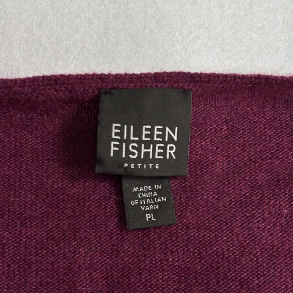 Eileen Fisher Wool Rabit Hair Cashmere Sweater Womens LP Burgundy V Neck Soft - Picture 3 of 6
